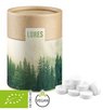 Biologisch abbaubare Eco Pappdose Midi mit Bio Pfefferminz Drops 80g mit Logo