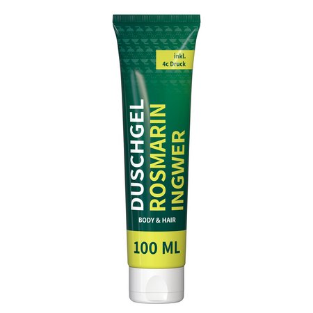 Duschgel Rosmarin-Ingwer 100ml Tube bedrucken mit eigenem Logo