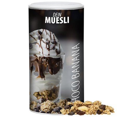 Müsli Knusper Banane-Schoko mit Werbung