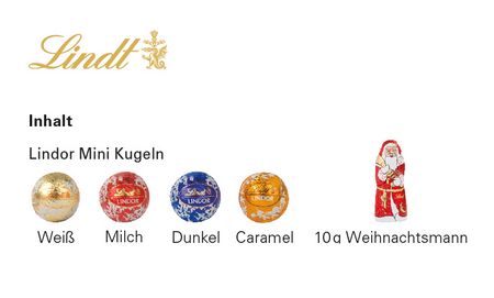 Standbodenbox Lindt Weihnachten Inhalt der Werbebox