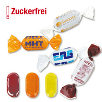 Werbe-Bonbons Fruchtmischung zuckerfrei mit Werbedruck oder Firmenlogo