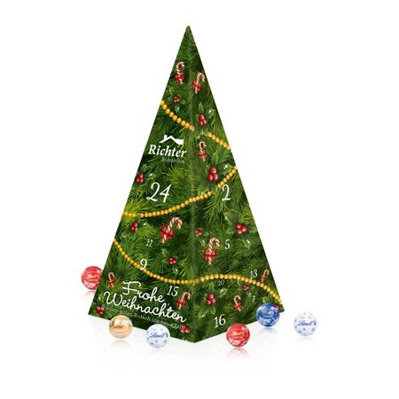 Jubiläums-Adventskalender Weihnachtspyramide mit Logo
