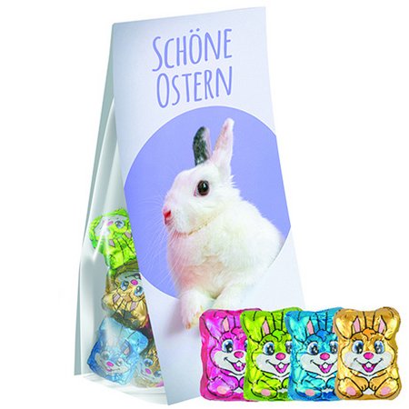 Ostertüte mit Schoko-Hasen Mix mit Werbung