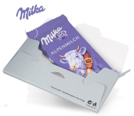 Schokoladentafel von Milka mit individuellem Werbedruck