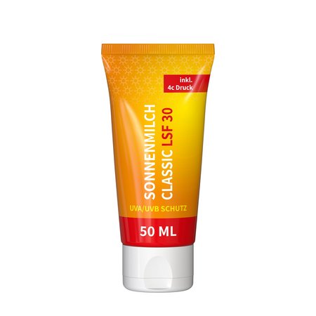 50ml Tube Sonnenmilch LSF30 bedrucken als Werbeartikel