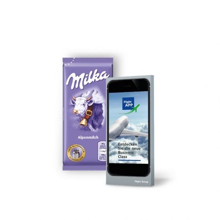 Schokoladentafel von Milka in Werbekartonage