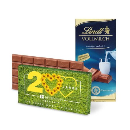 100g Premium Schokolade von Lindt mit Werbedruck