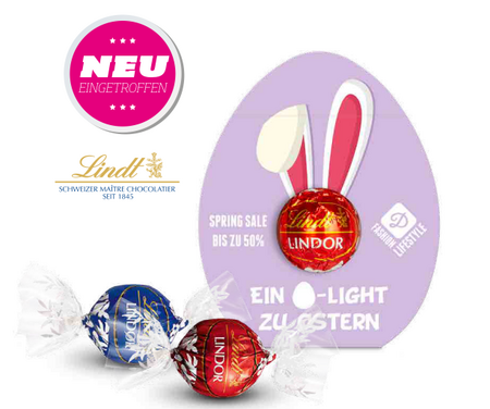 Lindt Lindor Kugel in individuell bedruckter Klemmkartonage (Osterei)