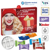 Nachhaltiger Premium Präsent Wand-Adventskalender individuell bedruckt mit ihrem Logo und gefüllt mit Marken Schokoladenmix