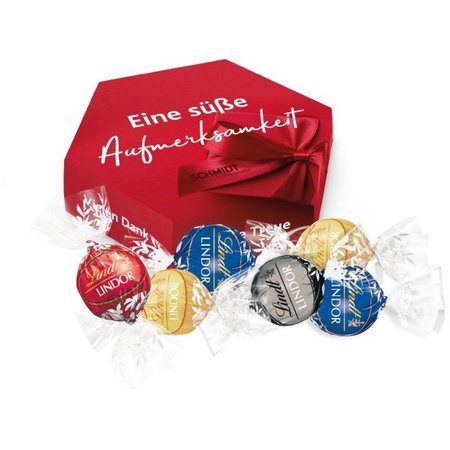 Süße Präsentbox Maxi Lindt Lindor Pralinés mit Werbung