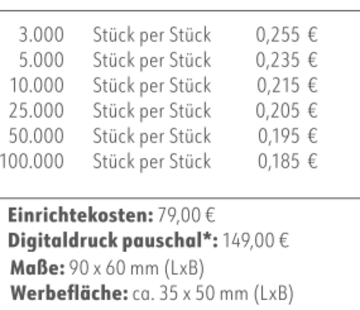 Preisliste Kaubonbon sauer Werbetüte 10g kompostierbare Tüte