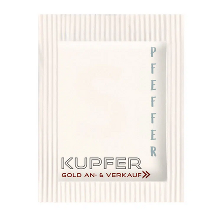 Pfeffer-Sachet „Individuell“ bedruckt mit ihrem Motiv und Logo als Werbeartikel