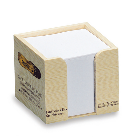 Holz Zettelbox in eigenem Design bedrucken als Werbemittel