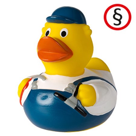 Quietsche-Ente Tankwart mit Werbung oder Logo