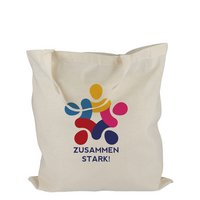 Baumwolltasche mit kurzen Griffen individuell in eigenem Design als Werbemittel günstig bedrucken