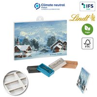 Individuell bedruckbarer Tisch-Wand Adventskalender mit Lindt Naps und einem 100% recycelbaren Inlay, nachhaltiges Werbemittel zu Weihanchten