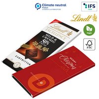 Lindt & Sprüngli EXELLENCE Tafel Zartbitterschokolade, individuell bedruckter Werbeschuber mit ihrem Logo oder Emblem als Werbemittel