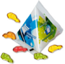 0110 Fruchtgummi-Auto-Set in Werbe-Pyramide 12 g mit Logo
