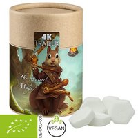 Biologisch abbaubare Eco Pappdose Midi mit Bio Traubenzucker Orange 80g mit Logo
