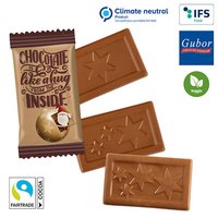 MIDI-Schoko-Täfelchen X-mas, bedruckbar mit ihrer Werbebotschaft oder Logo auf konventioneller Folie als Werbemittel zur Weihnachtszeit