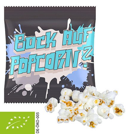 Bio Popcorn salzig bedrucken als giveaway