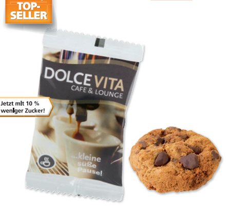 Cookies im Flowpack mit Werbedruck