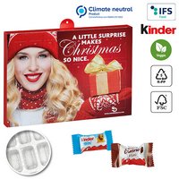 Nachhaltiger Premium Präsent Wand-Adventskalender, individuell bedruckt mit Logo, gefüllt mit Kinder Schokolade Mini und Bueno Mini