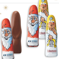 Werbe Schokoladenfigur 8g Engel & Nikolaus mit Werbedruck