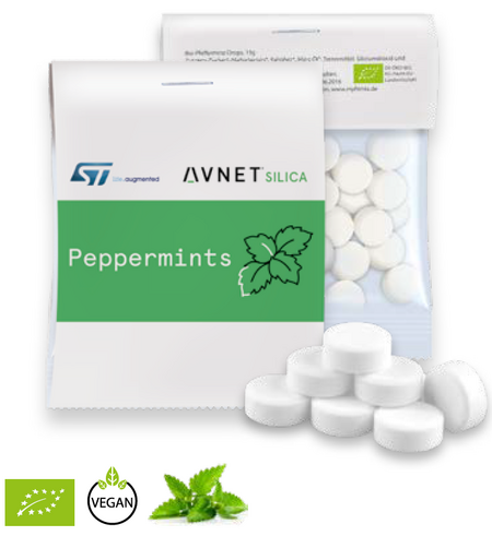 Express Bio Pfefferminz Drops 15g mit Werbedruck