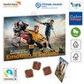 Sport-Schoko-Adventskalender Fußball, individueller Druck ihres Logos, klimaneutral produziert, nachhaltiges Werbemittel zur Weihnachtszeit