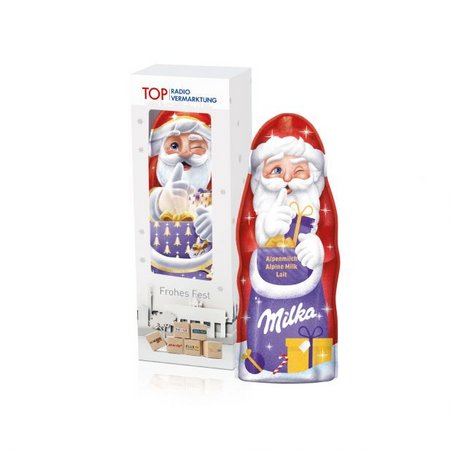 Milka Weihnachtsmann 90g mit Werbedruck