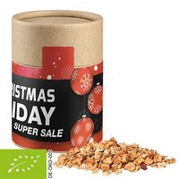 Weihnachtsmüsli in Pappdose mit Werbedruck