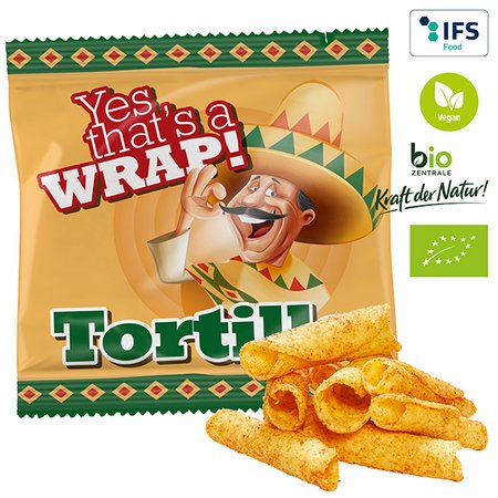 Bio Tortilla Röllchen bedrucken als Werbeartikel