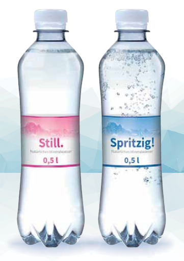 Mineralwasser Slimline PET mit individuellem Werbedruck