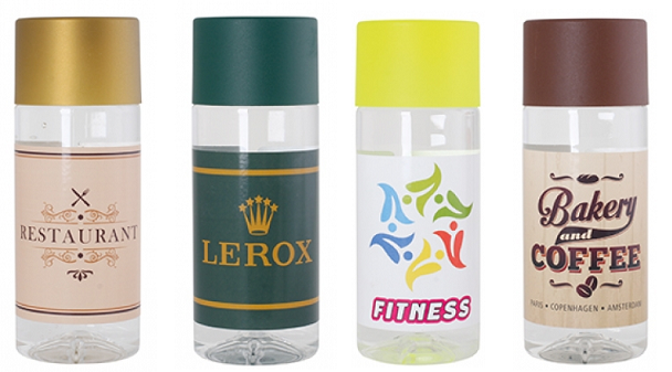 Runde Wasserflasche Chap`leau 330 ml mit Werbung