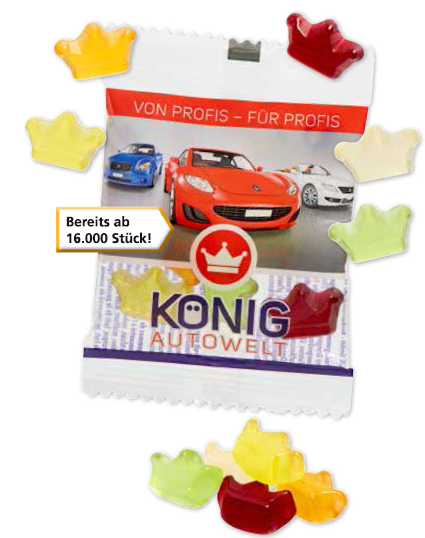 Fruchtgummi mit Logo Sonderform WERBEARTIKEL, WERBEMITTEL und