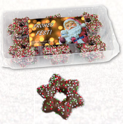 Schoko-Weihnachtssterne mini mit Werbung